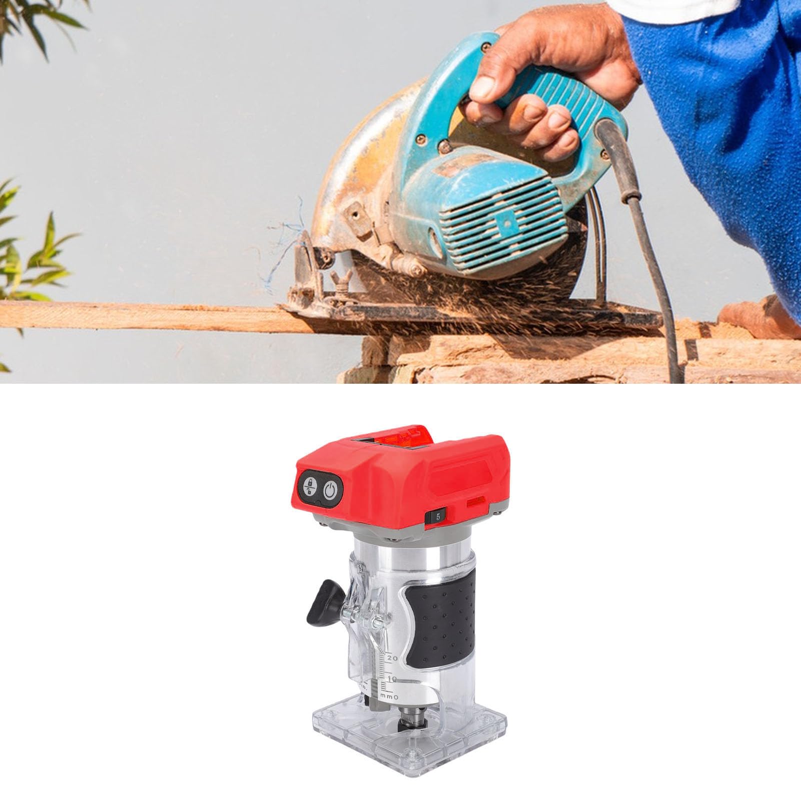 HUIOP Fresadora de Madera Inalámbrica Compacta de 800 W, 5 Velocidades para Batería 48-11-1822, Cortadora Madera Eléctrica Diseño Ergonómico para Espacios Reducidos, Capacidad Portabrocas 6 Mm, 6,35