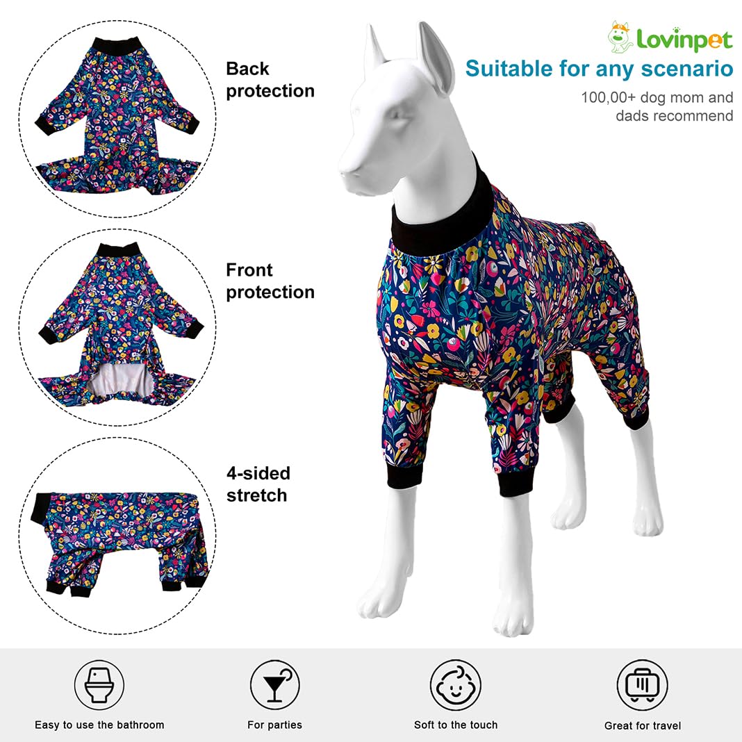 LovinPet Large Dog Shirt/Sleepytime Elephants Prints/Post Surgery Dog Shirt/Wound Care for Large Dog Onesies/Lightweight Pullover - Image 2