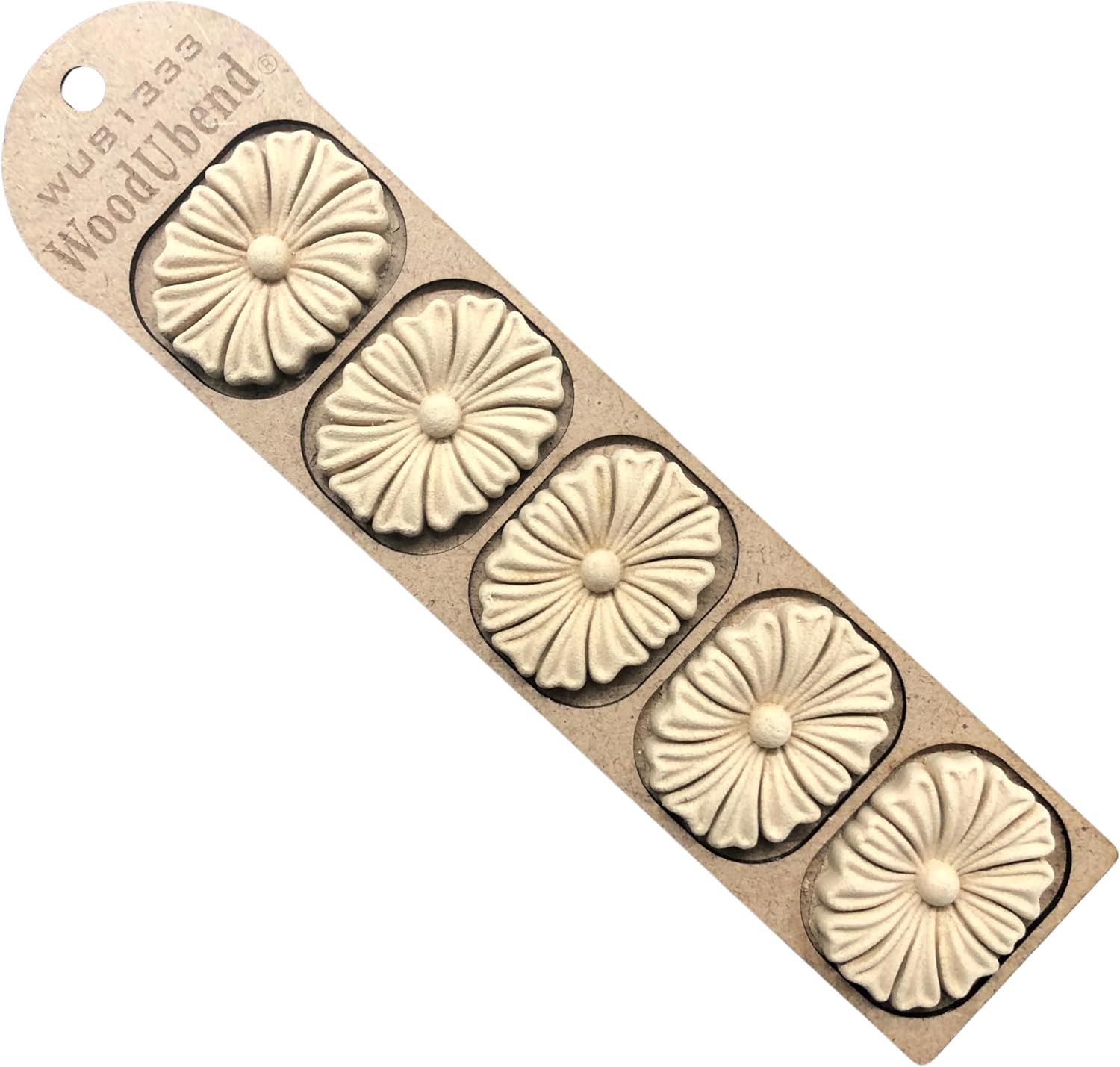 WoodUbend WUB1333 Solid Flowers Appliques - Heat Bendable & Flexible Wood Onlays 5x4cm - DIY Craft, Furniture & Home Decor - Easy to Apply & Paint - Versatile, Reusable & Decorative Decals (5 Pack)