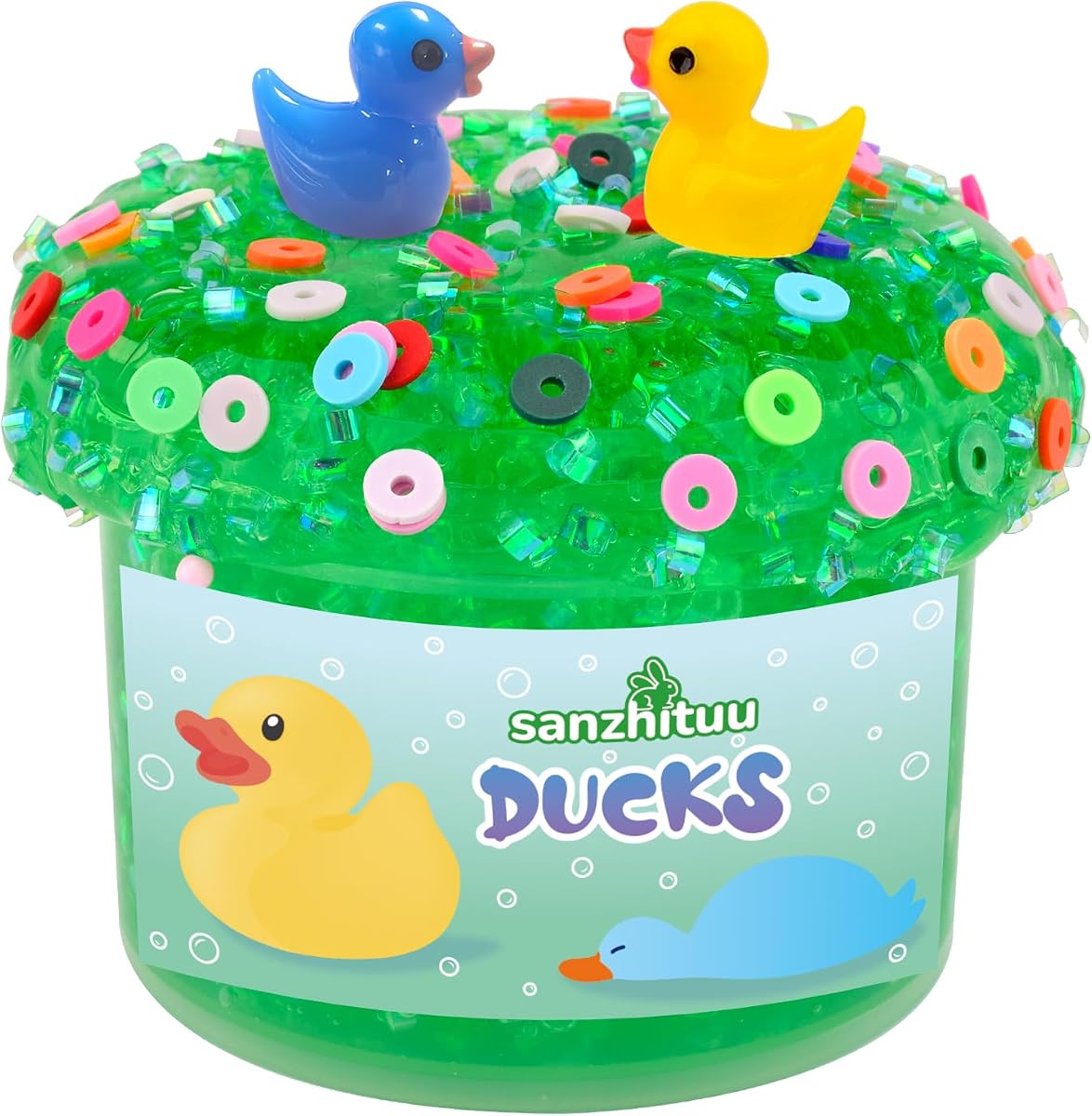 Duck Crystal Slime, Non-Sticky DIY Slime for Kids, Includes Cute Duck Charms & Add-Ins, ASMR Sensory Toys, Slime Party Favors for Girls Boys