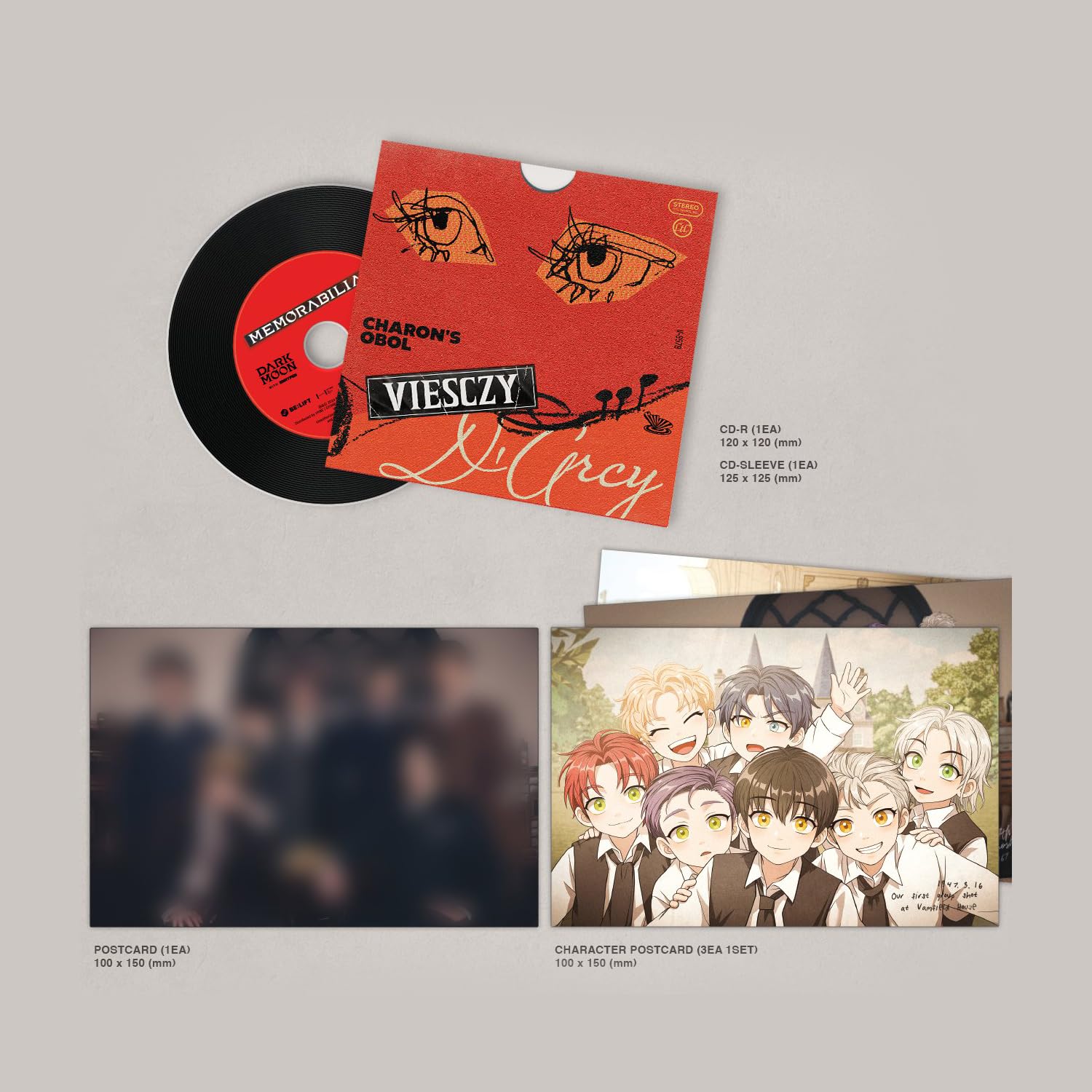 ENHYPEN - [MEMORABILIA] (Moon ver.) Keychain + ID Card + Name Card + Coaster + Memo Pad R + Postacard + Lyric Sheet + Photocard + Sticker + Ticket + 2 Pin Badges + 4 Extra Photocards