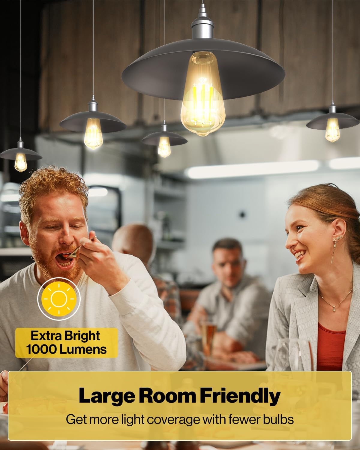 Sunco 11 Pack Vintage LED Edison Bulbs, 75W Equivalent 8.5W, 1000 LM Dimmable ST58 Filament, ST18 3000K Warm White, E26 Medium Base, Clear Glass Light Bulbs