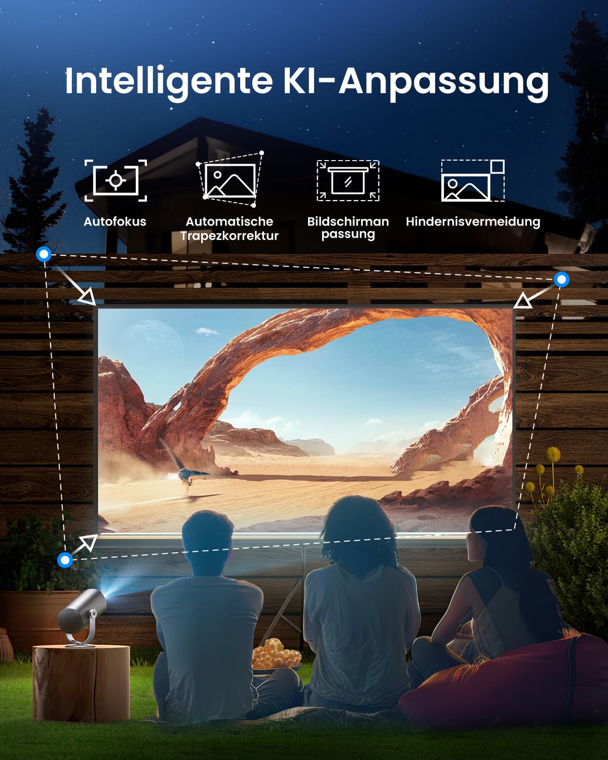 Dangbei Freedo Beamer mit Akku, 450 ISO Lumen, Google TV & Netflix, Dolby Audio, 1080P, HDR10, 165° Ständer, Smart Beamer mit WiFi & Bluetooth für Zuhause Outdoor, 2,5 Std Laufzeit, inkl. Tragetasche