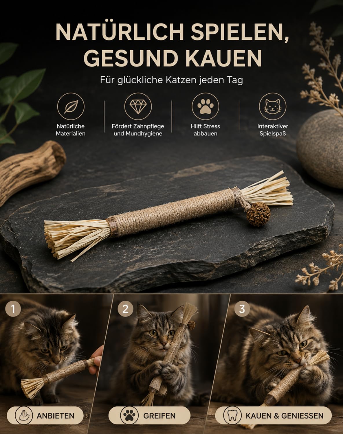 Kuro Sticks Katze Silvervine，Brown 30pcs