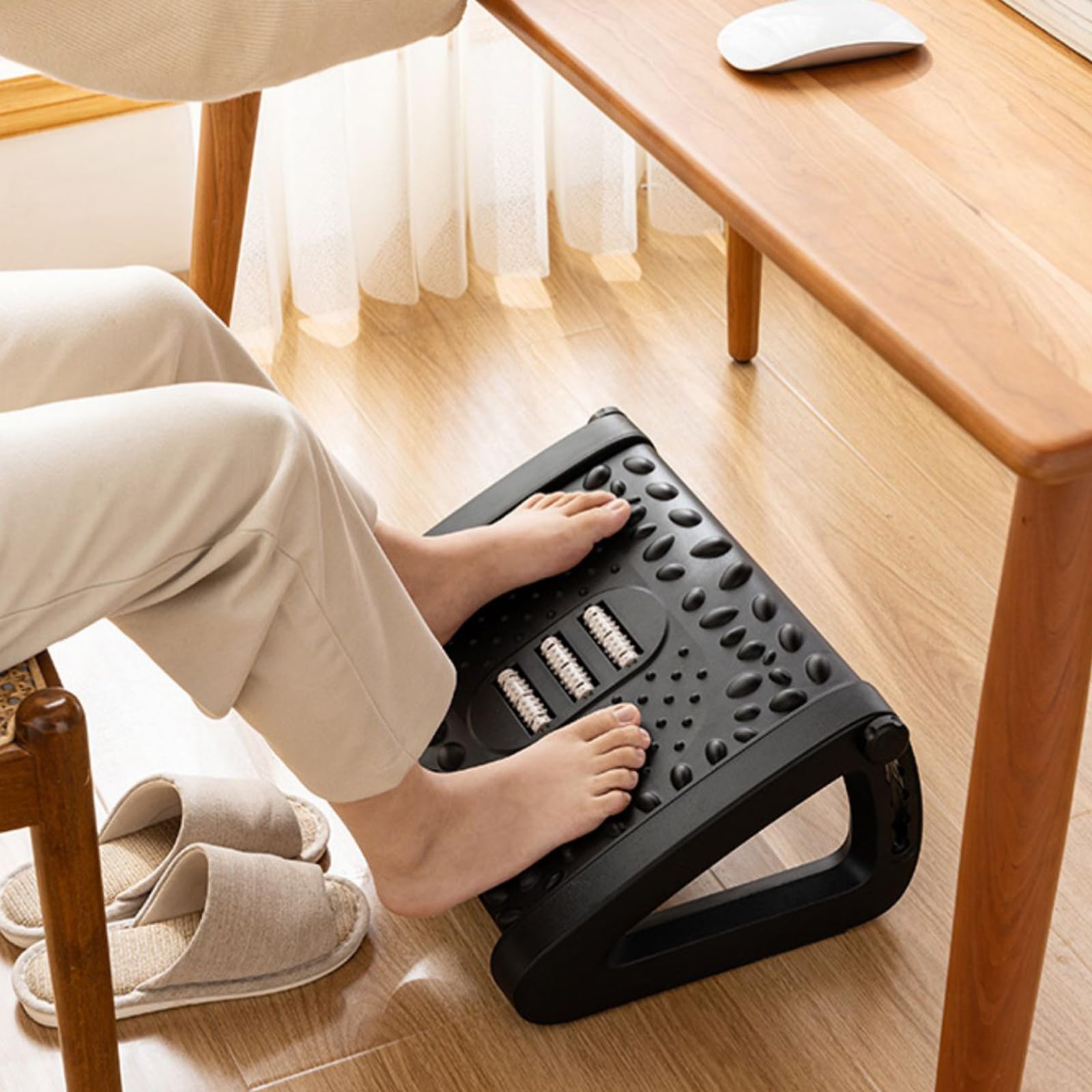 Poggiapiedi Scrivania,Poggiapiedi sotto Il Tavolo,Poggiapiedi con Massaggio A Rullo,Poggiapiedi Ergonomico Regolabile,Poggiapiedi da Scrivania Inclinato,Allevia L'Affaticamento