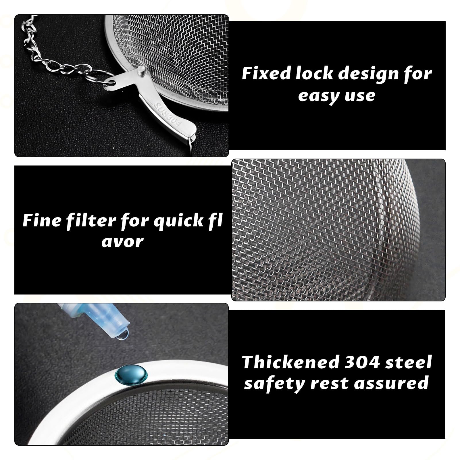 Stainless Steel Tea Strainers - 3 Pack -3