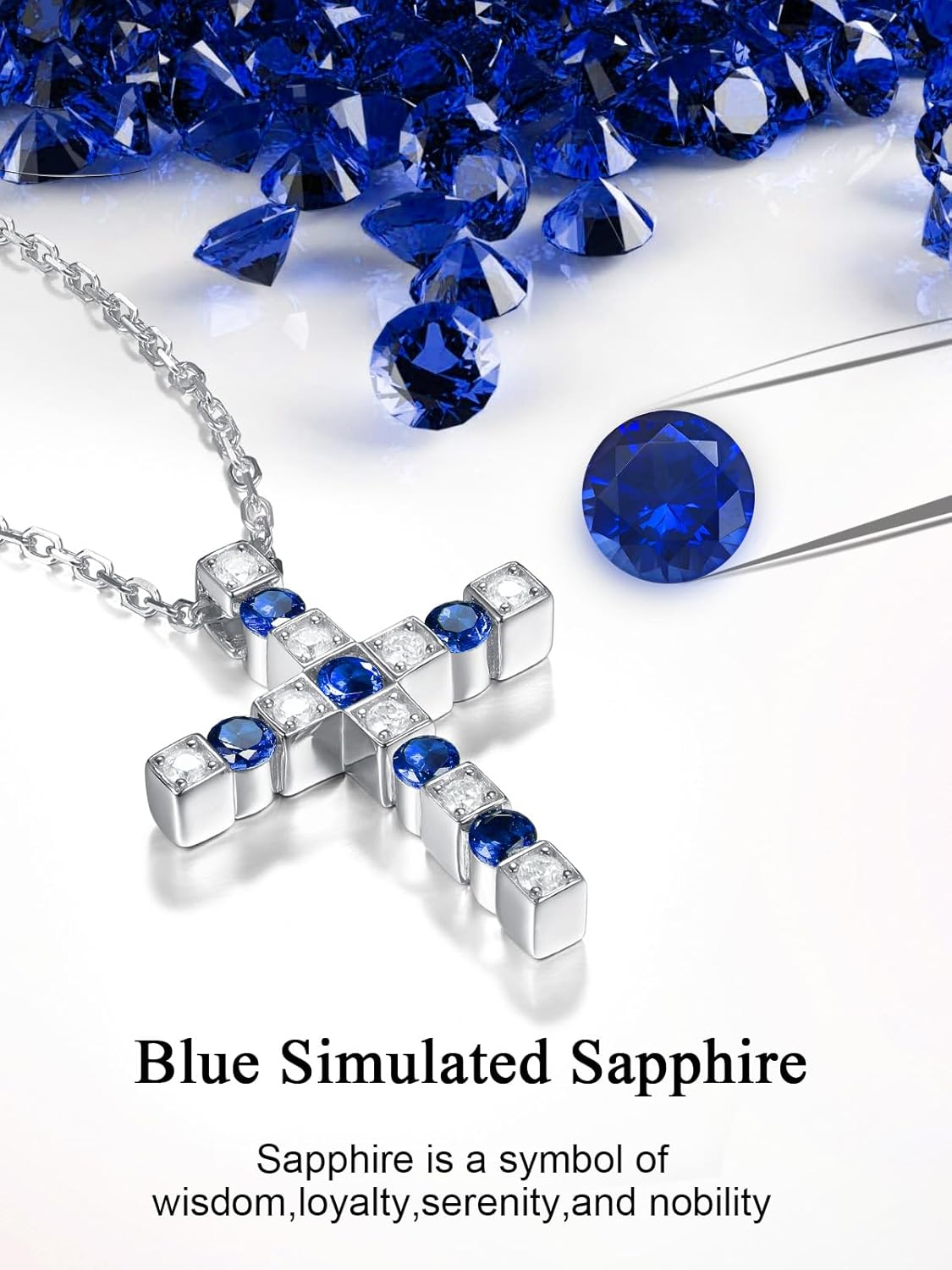 Moissanite Sparkly Cross Pendant Necklace for Women, Solid 925 Sterling Silver, 16"/18"/20" Adjustable, Anniversary Birthday Christmas Gifts - Image 5