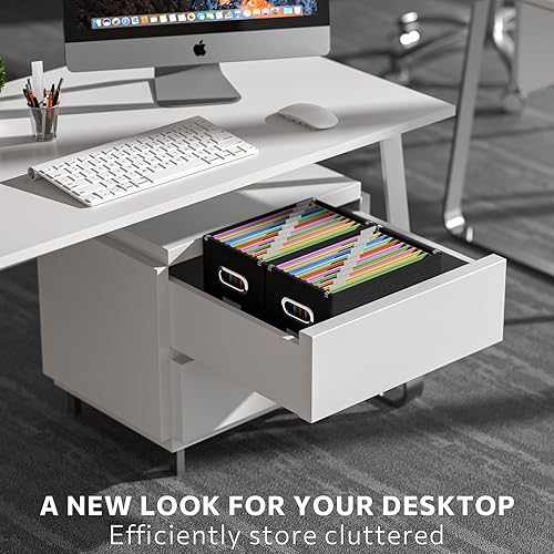 Miniatura 3 de Archivador colgante con tapa, caja organizadora de archivos plegable de lino para carpetas colgantes, cajas de almacenamiento decorativas para