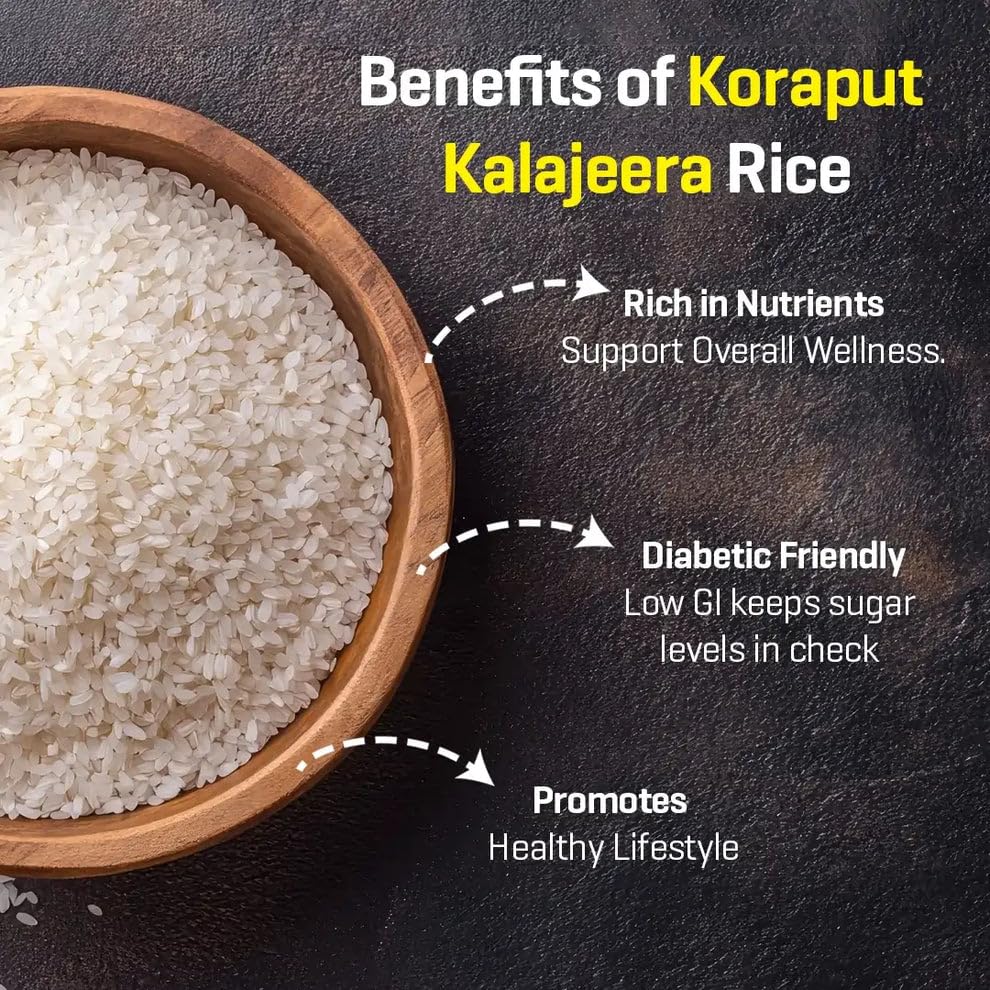 Image of KisaanSay Koraput Kalajeera Rice 2KG | Diabetic Friendly | Low GI I Low Sugar I Non GMO I Tribal Grown I Aromatic I Tasty