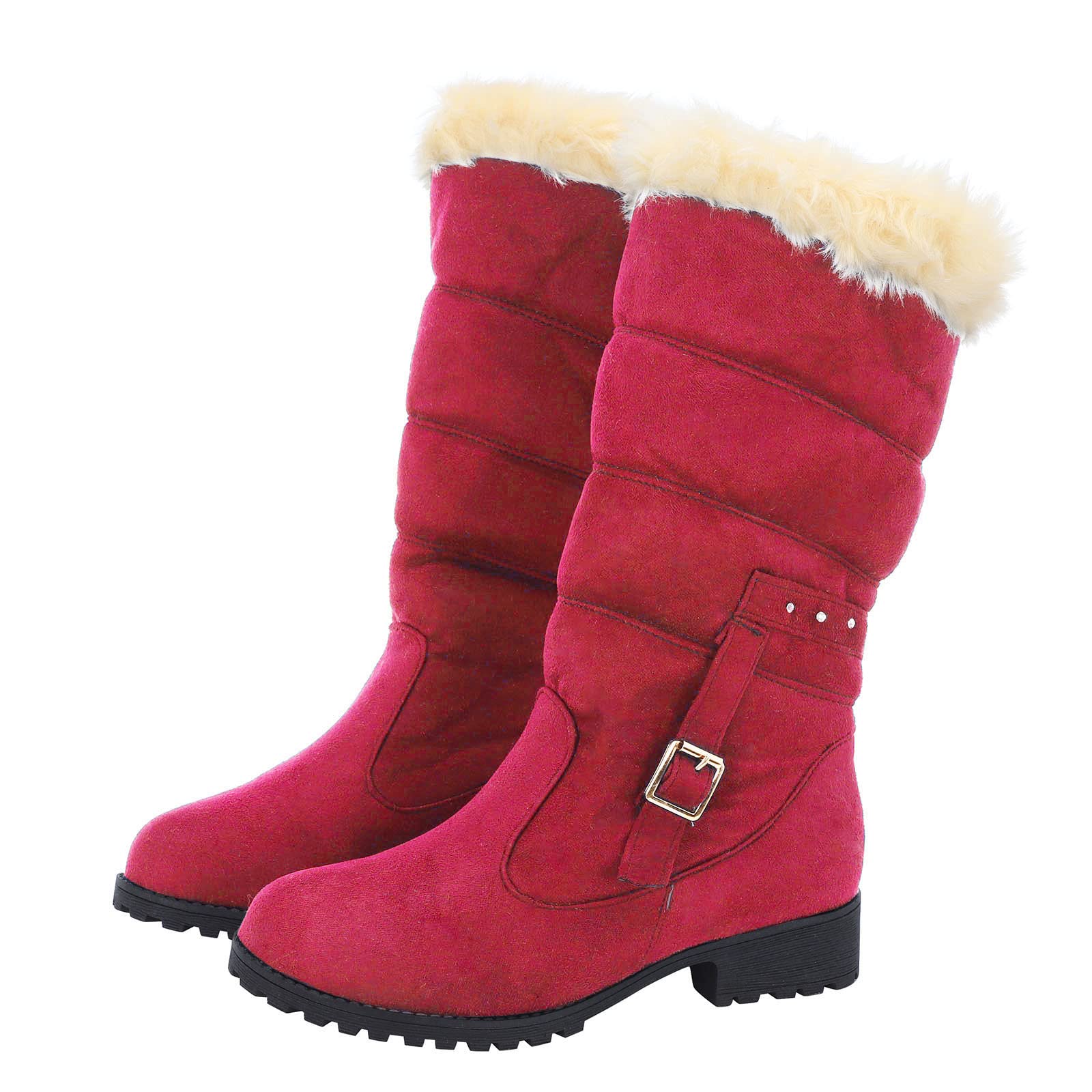 Doposci Donna 2026 Stivali Tacco Spessore Caldo Pelle Scamosciata Mid- Cintura Fibbia Neve da Dopo Sci Bambino Invernali