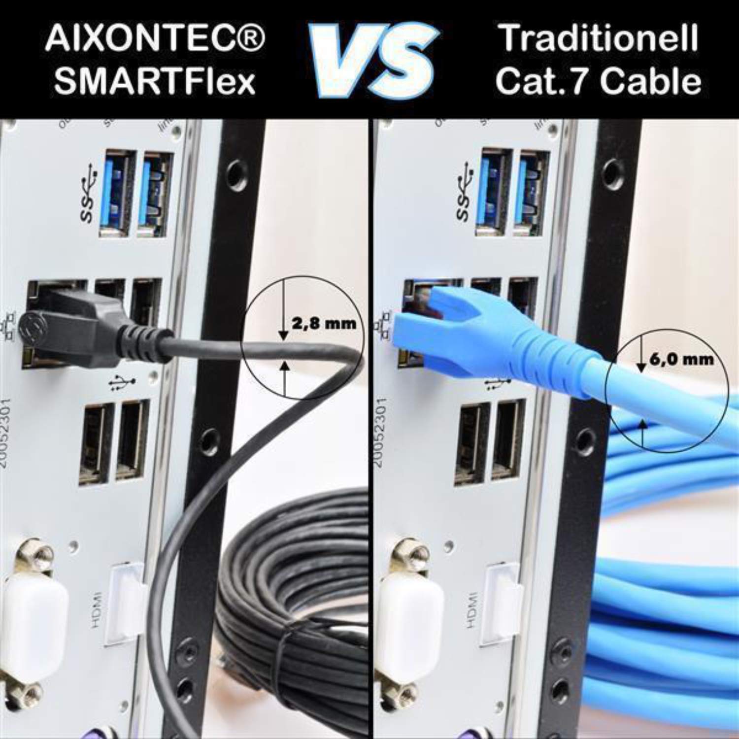 AIXONTEC 5 Stück 0,5 m Cat6 Gigabit Ethernet Netzwerkkabel Schwarz dünnes lan Kabel mit 2,8 mm Kabeldurchmesser 250 MHz für Switch Router Modem Patchpanel Access Point IP Kamera ps4 smart tv pc