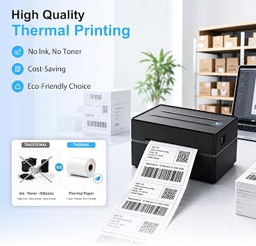 Thermal Shipping Label Printer 4x6 Bluetooth Label Maker for Small Business | Wireless Mailing Shipping Printer for USPS UPS Amazon Shopify Etsy - Compatible with iPhone Android Windows & Mac (Black)