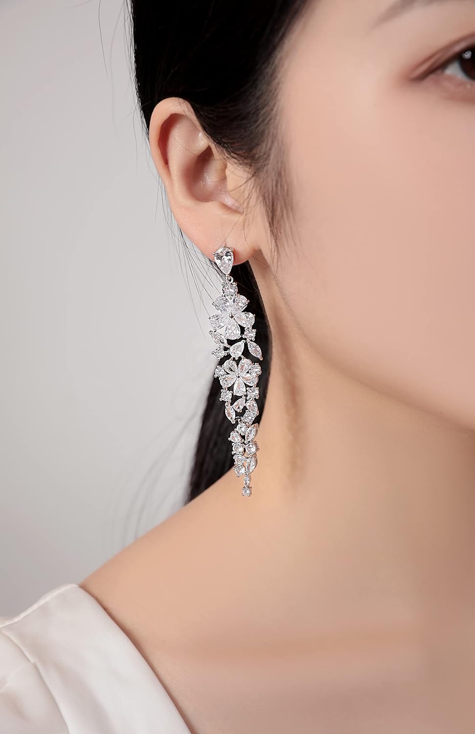Wedding Dangle Earrings, Beusoulover Bridal Drop Earrings for Women with Cubic Zirconia Platinum Plated Silver Super Stunning Jewelry for Brides and Bridesmaids, Gifts for Her Christmas, Holiday - Image 2