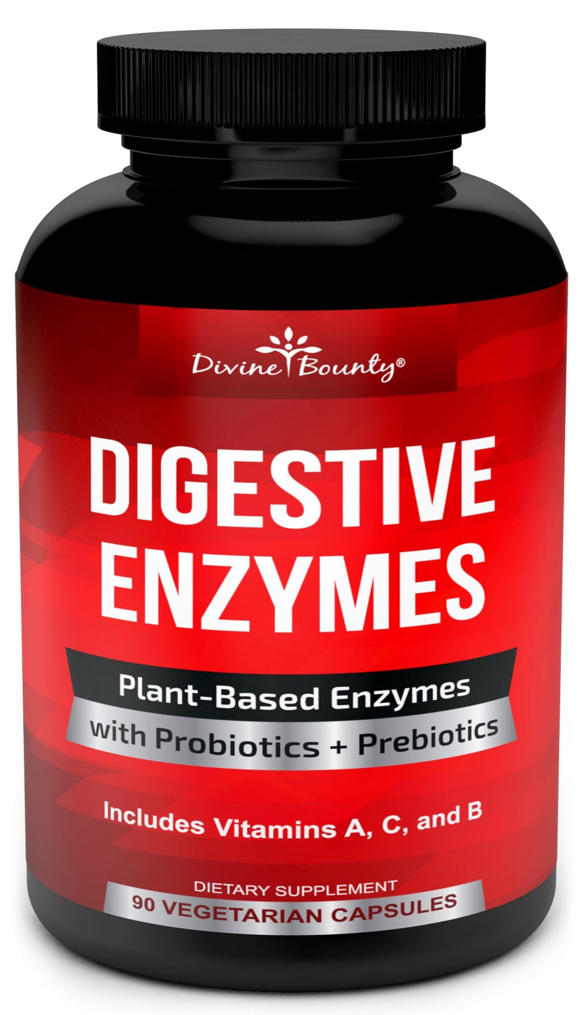 Divine Bounty Digestive Enzymes with Probiotics & Prebiotics with Lipase, Amylase, Bromelain - Support a Healthy Digestive Tract for Men and Women – 90 Vegetarian Capsules