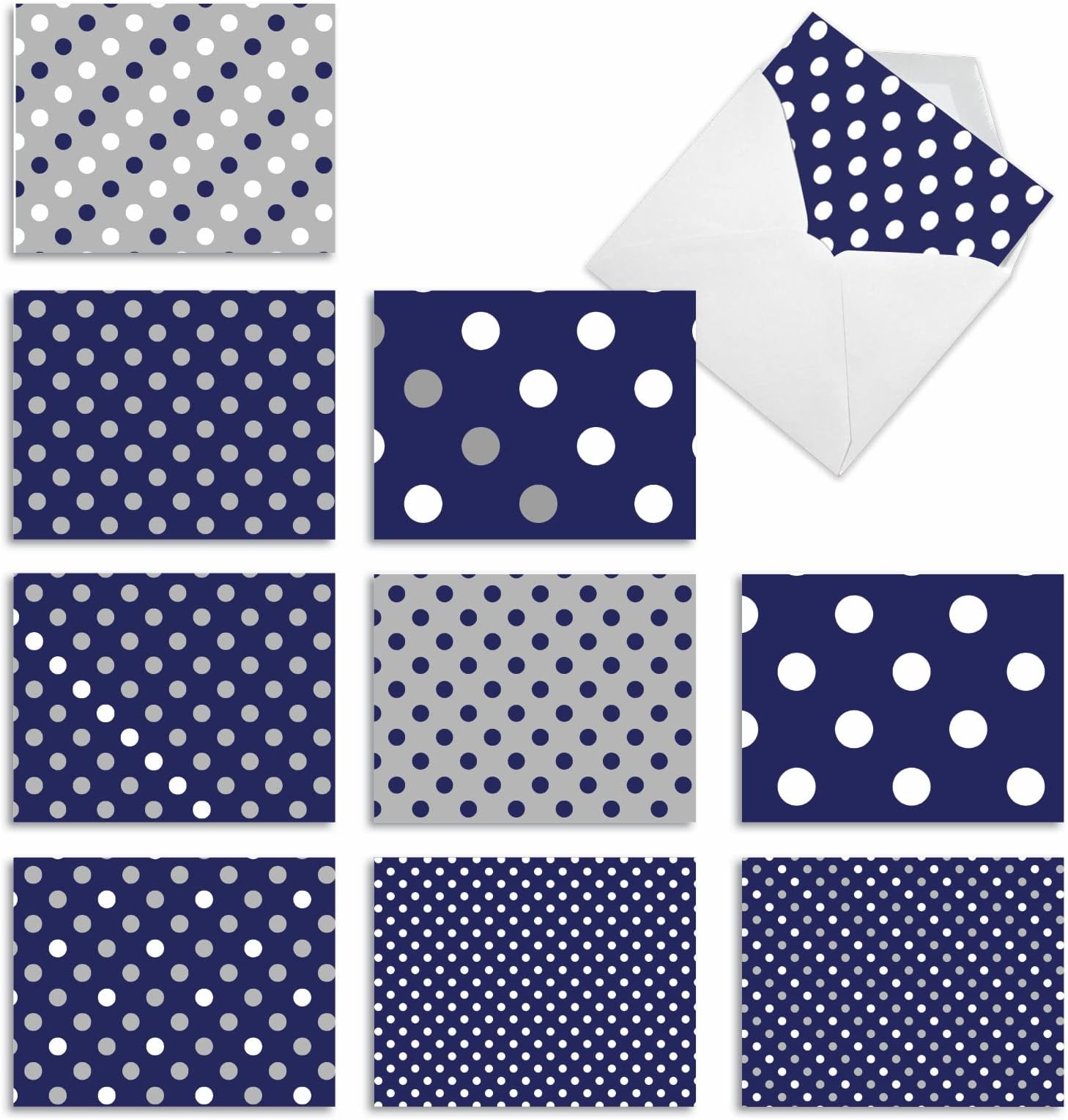 The Best Card Company - 10 Boxed All Occasion Cards with Envelopes (4 x 5.12 Inch) - Colorful, Fun Note Cards Assorted - In the Navy M3067