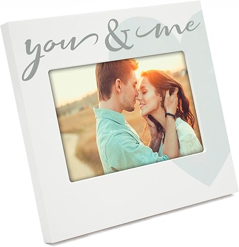 Miniatura 2 de MIMOSA MOMENTS Marco de fotos You and Me, amor, novio y novia, parejas románticas de 4 x 6 pulgadas (blanco, tú y yo)