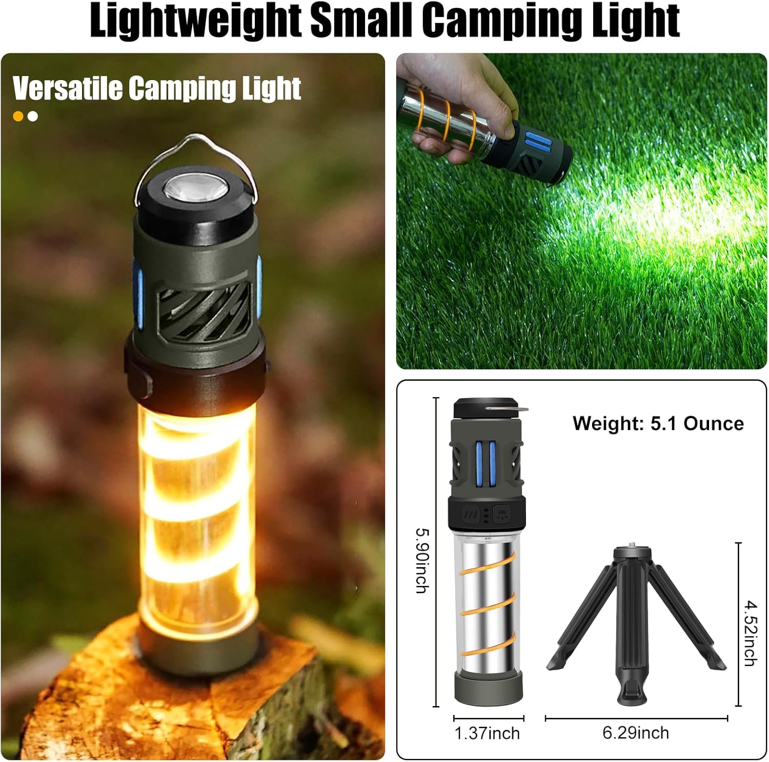 Repelix Buzz Defense Portable,𝓜𝓸𝓼𝓺𝓾𝓲𝓽𝓸 Repellent Rechargeable Flashlight Camping Lantern Lights with Dual-Heating, Waterproof White&Warm Light Lantern for Outdoor Camping, 12refills