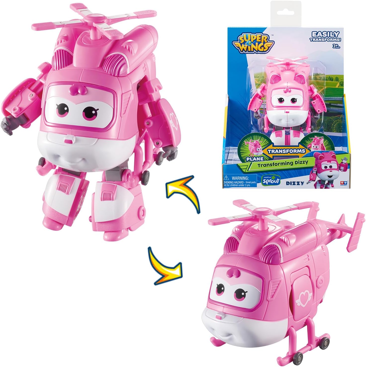 Transformable Toys, 5 in Dizzy Airplane Transforming Figures Toys, 2 in 1 Mode Rescue Bots Action Figure Toys for 3-5 Year Old Boys Girls, Fun Plane Toys for Toddlers Kids Age 3 4 5 6 7