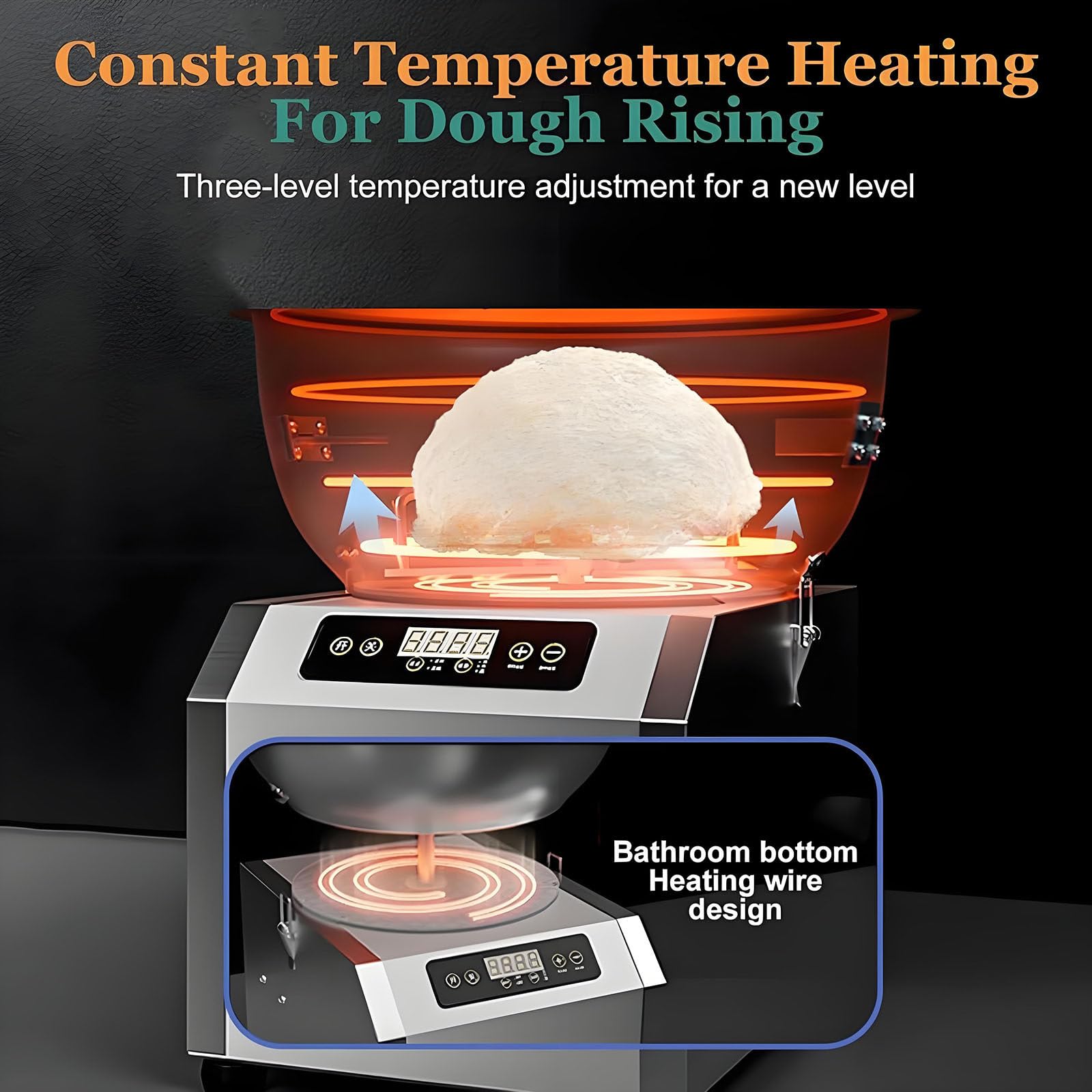 Impastatrice Elettrica, Impastatrice Professionale per Farina, Impastatrice a Spirale per Pizza E Pane, con Funzione di Temporizzazione E Riscaldamento 5kg