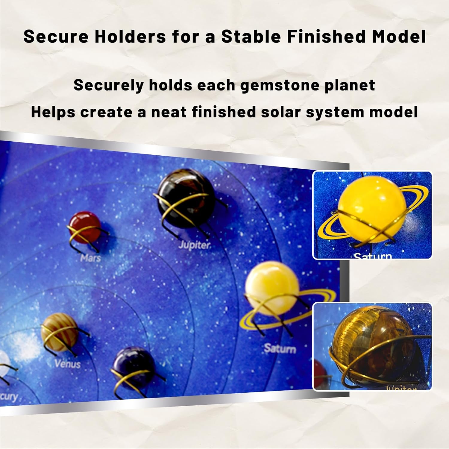 Solar System Model Kit for Kids 8-12, 8 Real Gemstone Planets Marbles, STEM Educational Space Toys Science Project, Astronomy Gifts for Boys and Girls, 10.9" x 9"