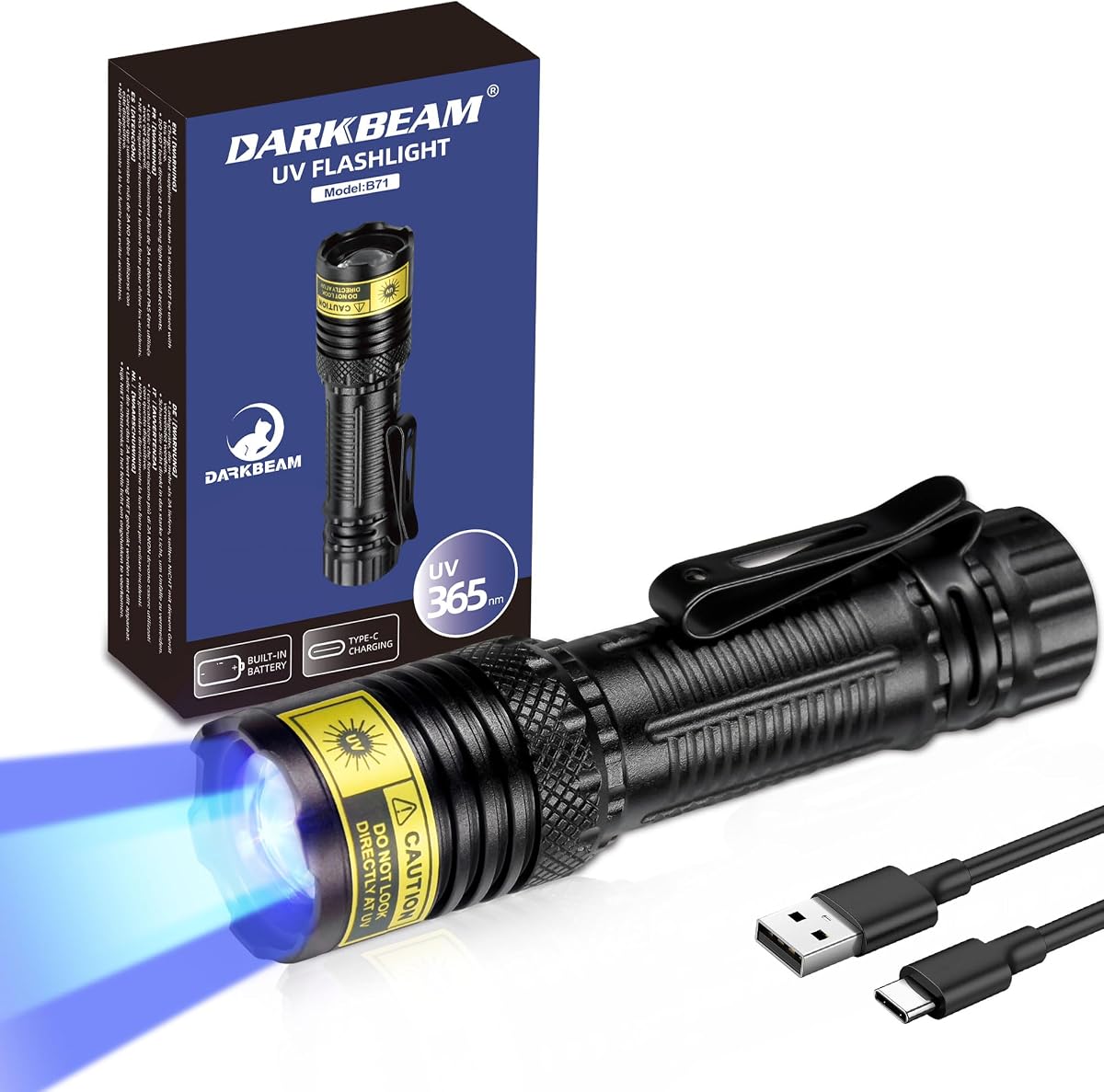 DARKBEAM 365nm UV Flashlight Black Light, Mini but Powerful Blacklight
