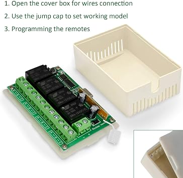 2V Relay Remote Switch Wireless RF Remote Control Switch 4 Channel Relay Module 433Mhz Transmitter Receiver Kit Universal Remote Control for Lights Ceil Fan Garage Door Opener Gate Car & More