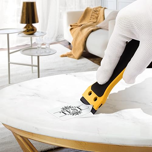 Miniatura 2 de EHDIS 2 rasquetas de plástico de 6 pulgadas de largo mango adhesivo herramienta removedor de pegamento con 100 cuchillas de doble filo para tintar