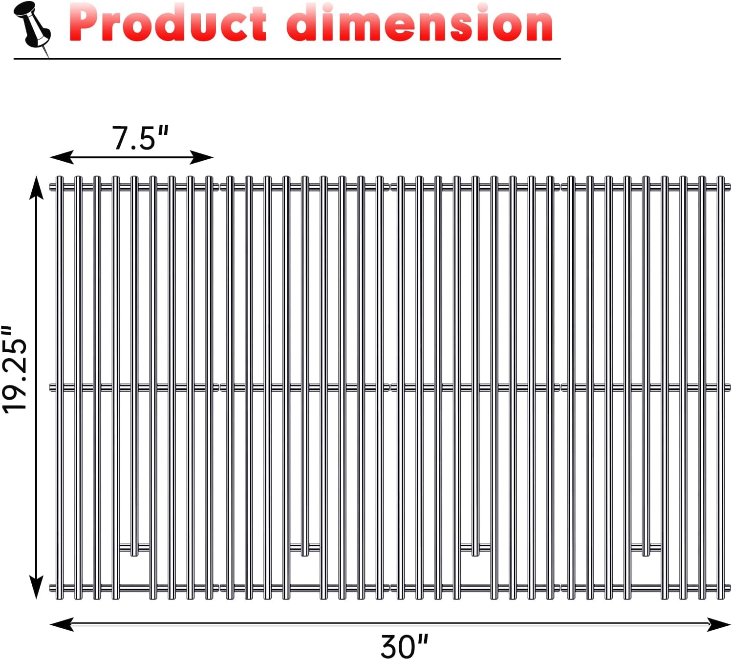 9MM 16517 Grill Grates Replacement for Bull Grill Replacement Parts, BBQ Bull Angus 4 Burner 47628 47629, Steer Premium 69008, Lonestar 87049, Bull Outlaw 26038 26039, Stainless Steel Grids