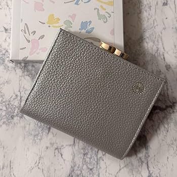 Amazon.co.jp: 皇居限定 がま口 二つ折り財布 シルバー 菊紋 牛革