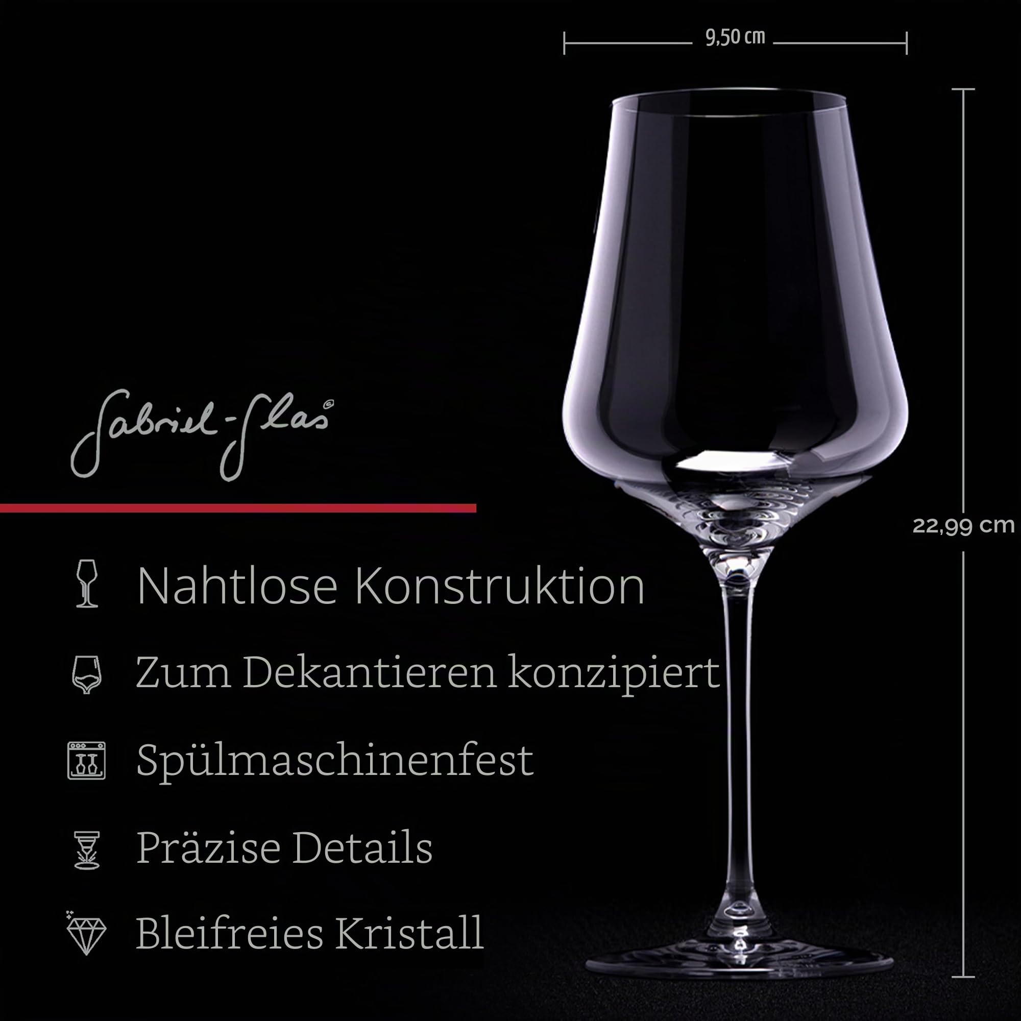 Gabriel-Glas StandArt Kristallweingläser, 4er-Set mit Geschenkboxen, Premium-Weinglas für Rot- und Weißwein, spülmaschinenfest, bleifrei, 473 ml