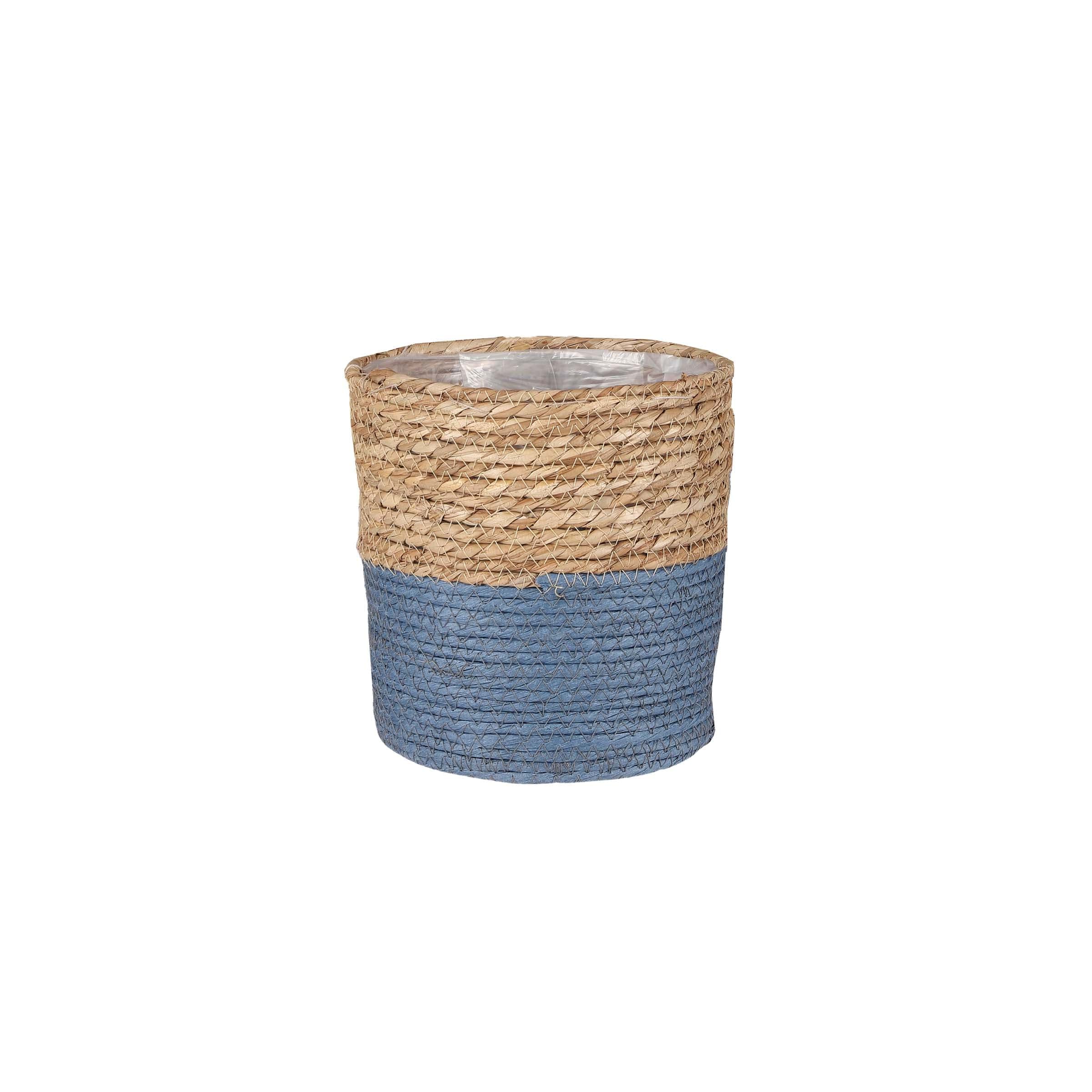 GardenesqueWoven Basket Jute Planter in Blue | Indoor Plant Pot | Rope Storage Basket | 4 Sizes (Small: H:19cm x W:19cm)