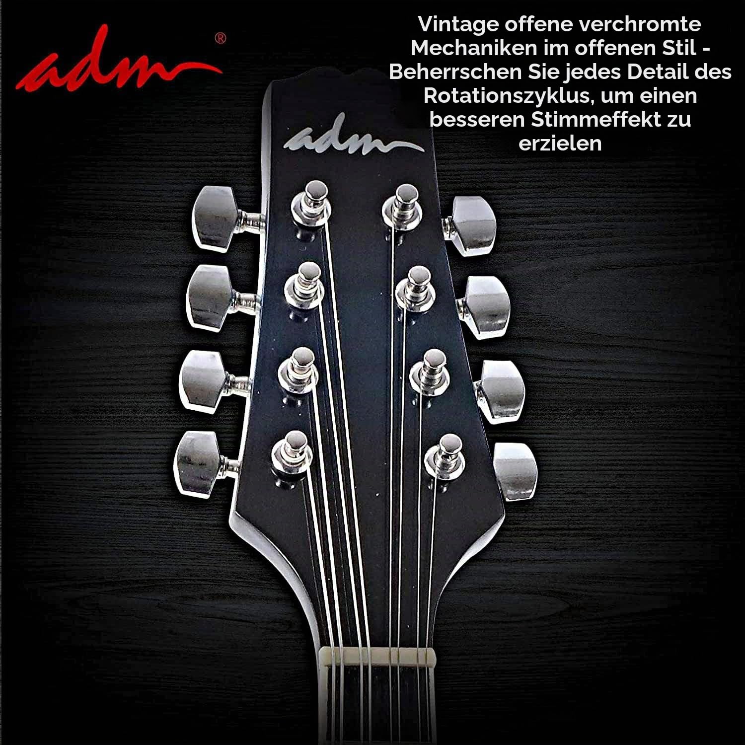 ADM Akustisches Mandolinen-Instrumenten-Set, Musik, A-Stil für Kinder, Studenten, Erwachsene, Holz-Mandolinen, Anfänger-Set mit Tasche, Stimmgerät, EQ, Gurt, Saiten, Plektren und Aufhänger, Blau