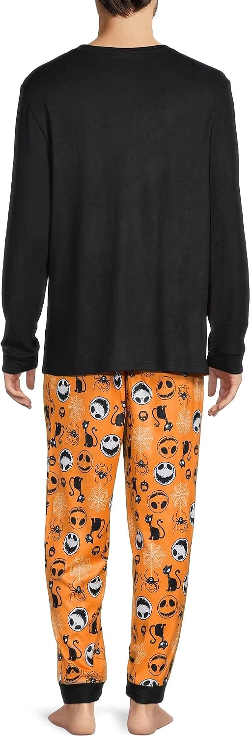 Briefly Stated Nightmare Before Christmas Jack Skellington Men's Pajama Set, Orange