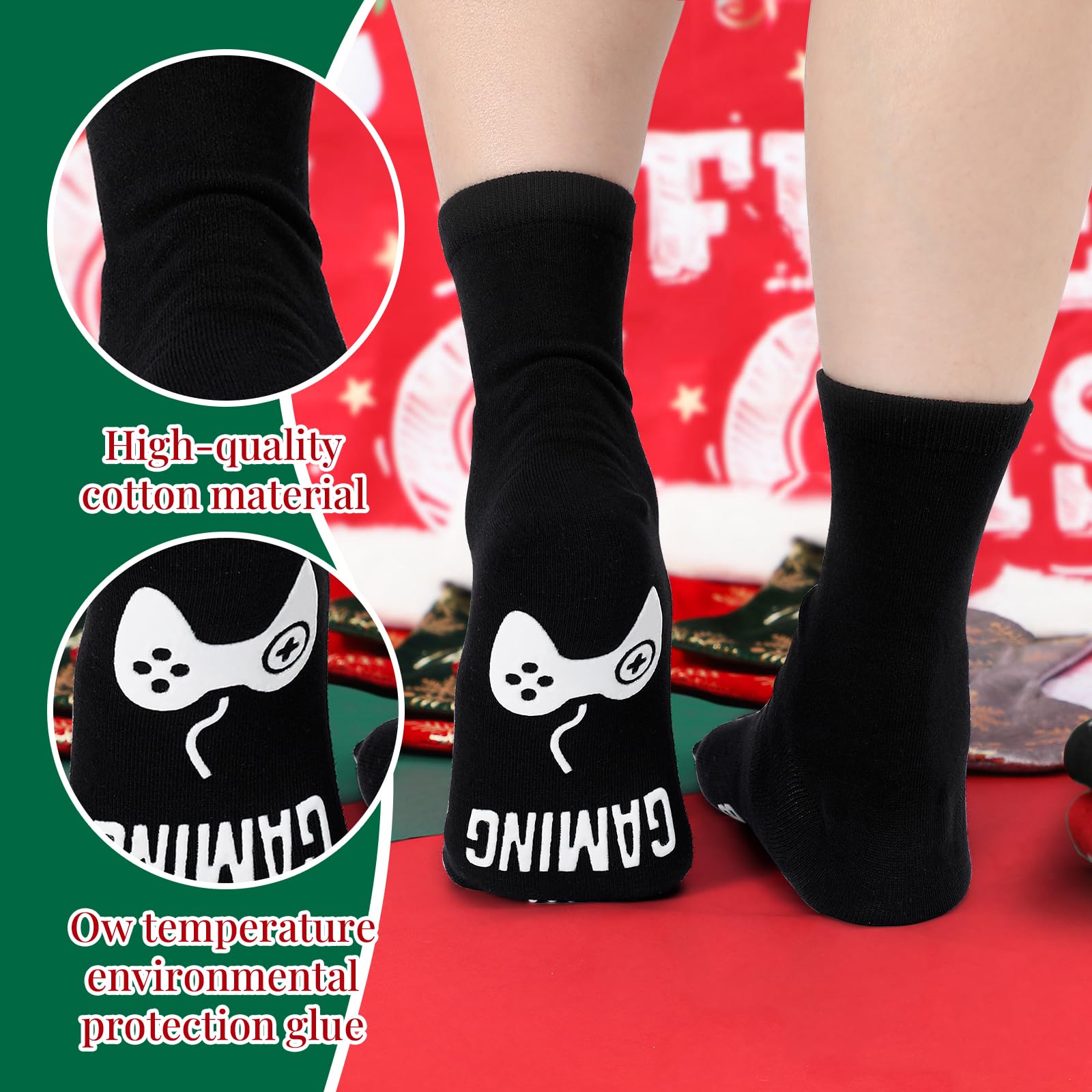Jodimitty Lot de 12 paires de chaussettes de Noël 2024 - Unisexe - En coton - Textes amusants - Cadeaux de calendrier de l'Avent, multicolore, 36-43