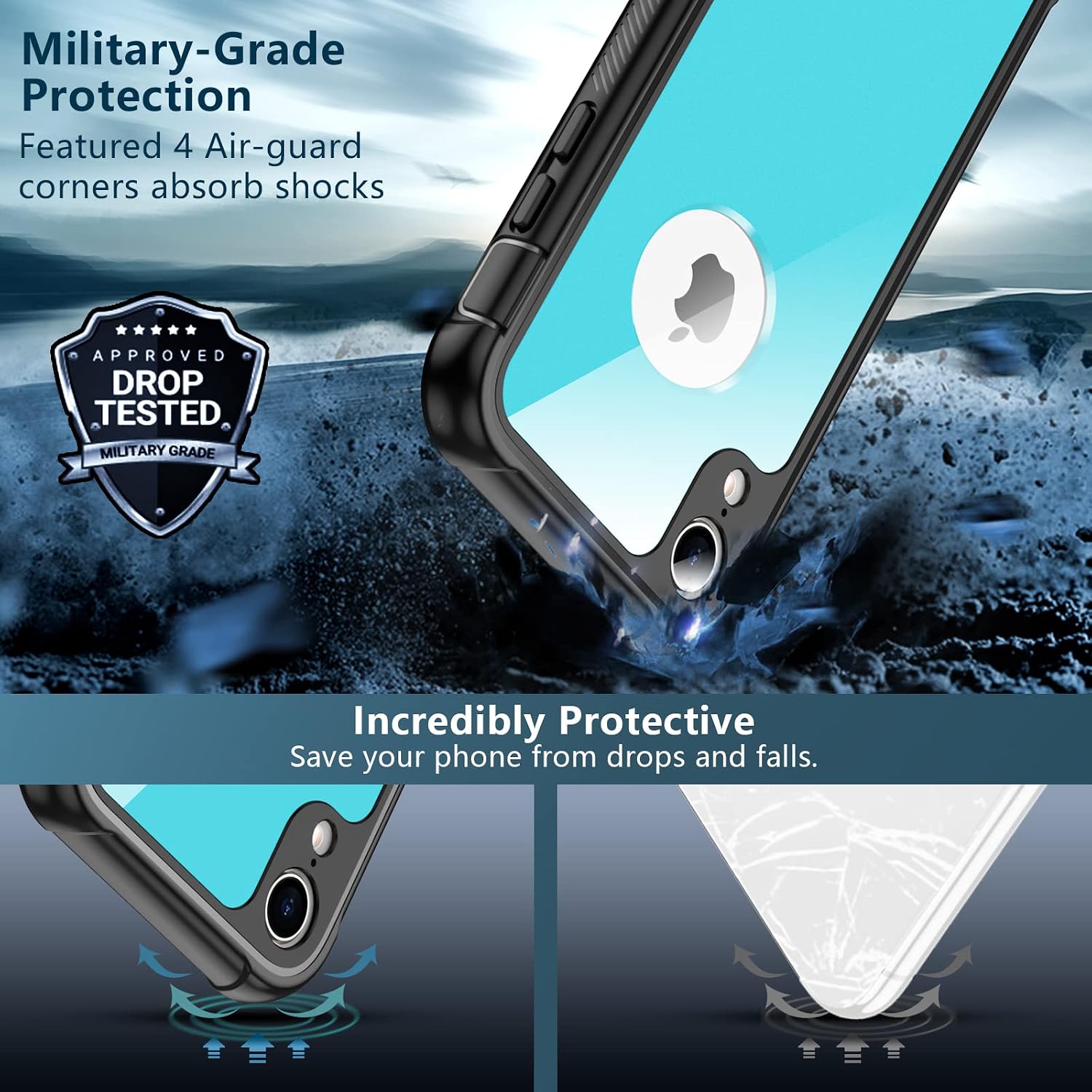 Justcool Designed for iPhone XR Case, Full Body Heavy Duty Protection with Built-in Screen Protector Shockproof Rugged Cover Designed for iPhone XR Cases (2018) 6.1 Inch (Teal)