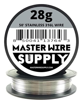 Stainless Steel 316L - 50 - 28 Gauge Wire - 50ft - 0.32mm - 0.013in - Master Wire Supply - Made in USA