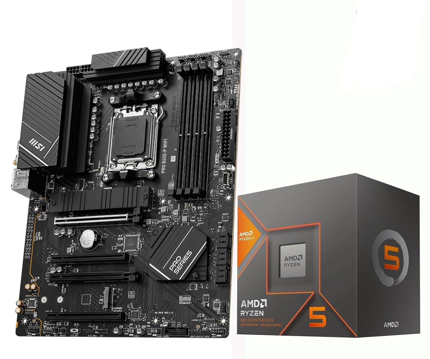 INLAND Micro Center AMD Ryzen 5 8600G CPU Processor Bundle with MSI PRO B650-P WiFi ProSeries ATX Motherboard, AM5 Socket, DDR5, PCIe 4.0