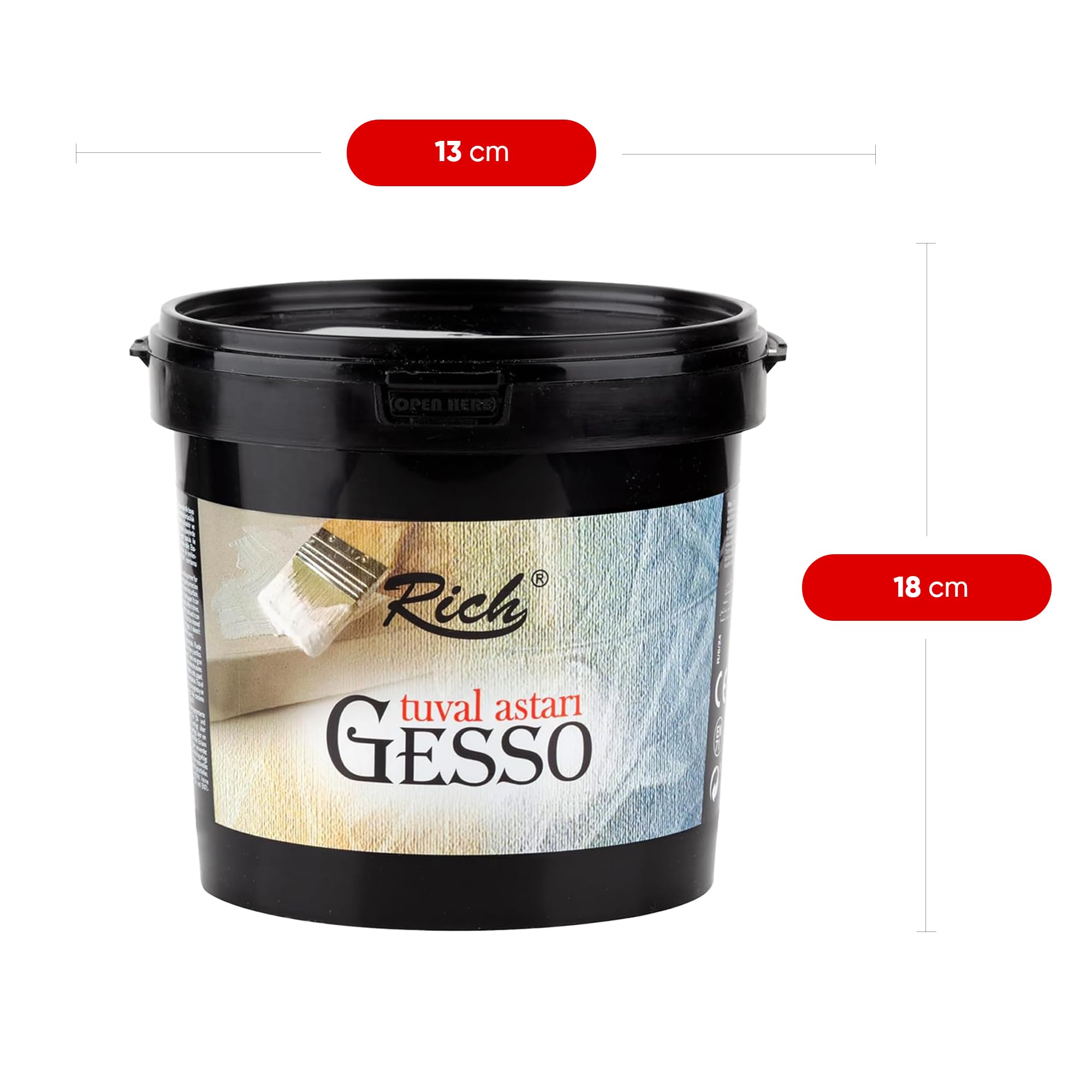 Rich Gesso Apprêt 1000 g - À base d'eau - Hautement pigmentée - Pour peintures à l'huile et acryliques - Utilisation polyvalente sur bois, tissu et papier