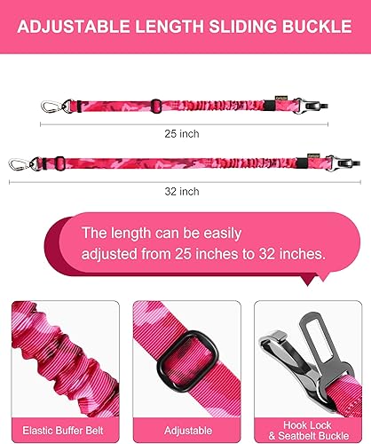 Miniatura 10 de Hotsky Cinturón de seguridad para perro, cinturón de seguridad ajustable 3 en 1, arnés de automóvil para perros en el automóvil, correa elástica de