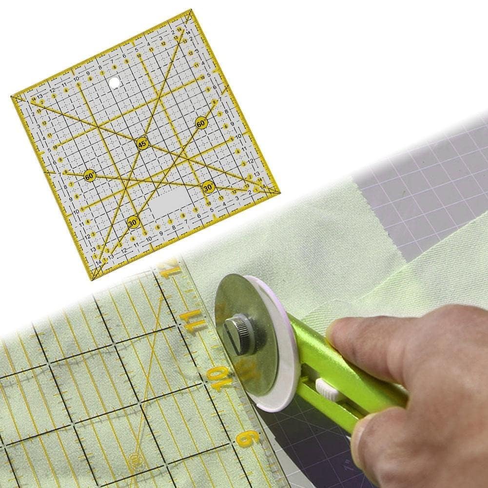 Smgda Quilting Ruler 15x15 cm with Double Colored Grid Lines Acrylic Quilters' Ruler Fabric Cutting Ruler Template for Easy Precision Cutting Centimeter Square for Quilting Sewing & Crafts - Image 4
