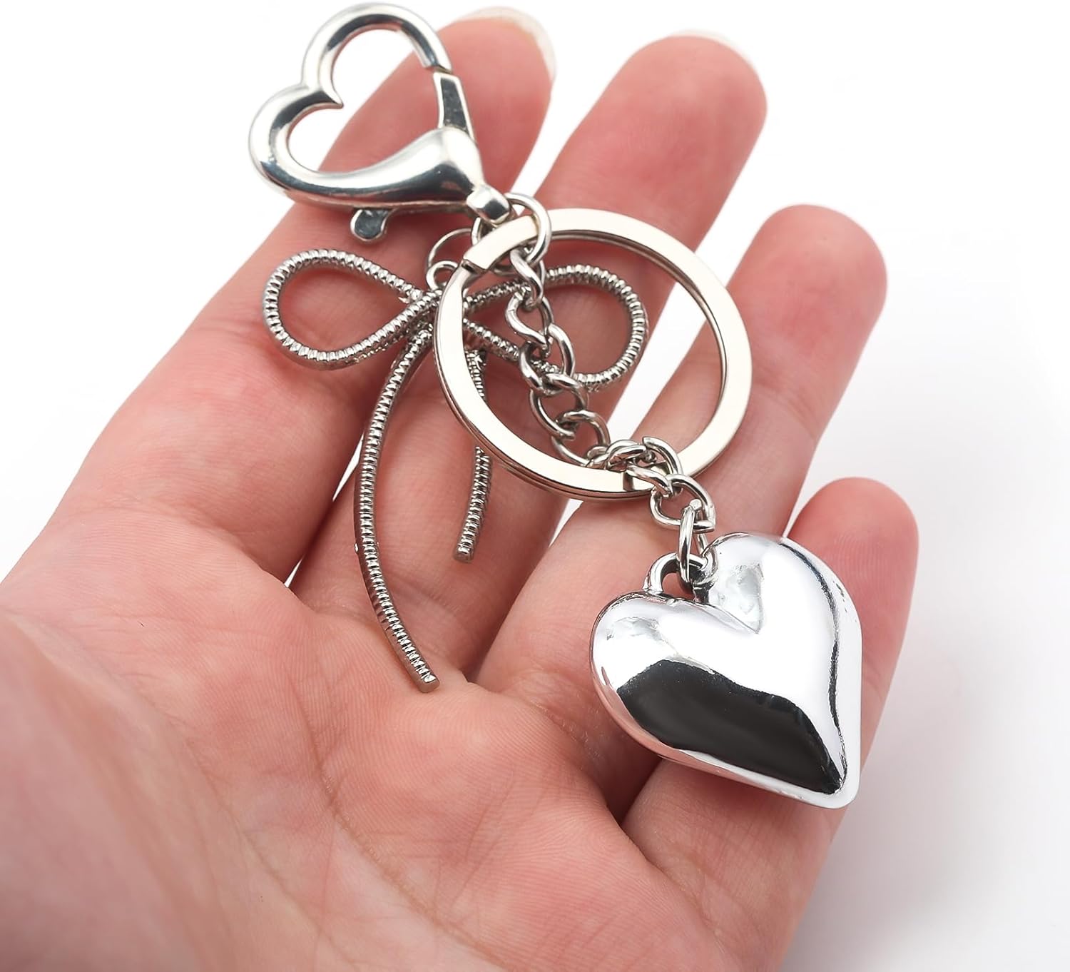 Heart Bow Charm Keychain - Y2K Key Chain, Cute Bag Purse Charms for Handbags Accessories - Jewelry Gift for Women - Image 2