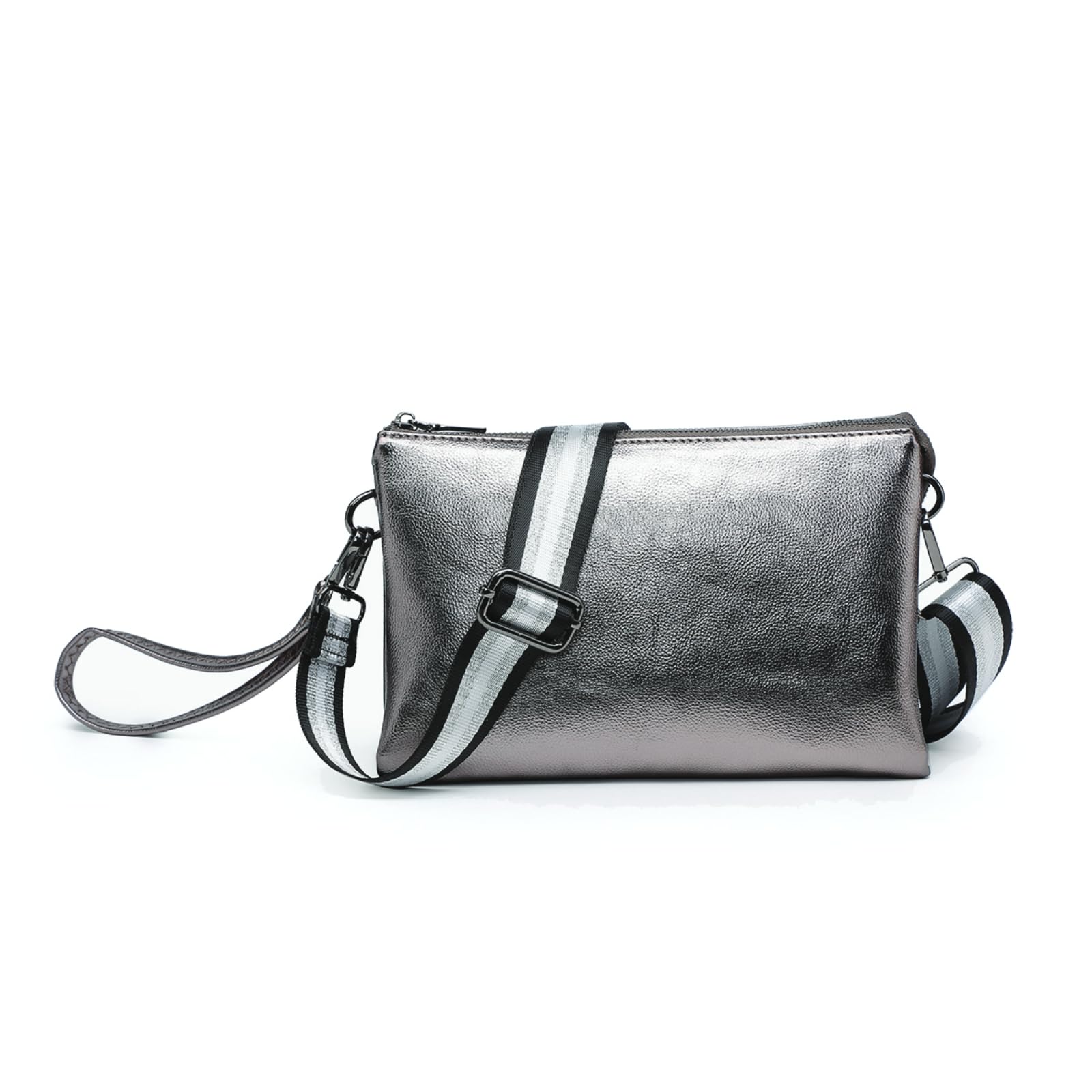 JEN & CO. Izzy Vegan Leather Crossbody Bags Clutch Purses Wristlet Wallet Shoulder Handbag with Guitar Strap for Women