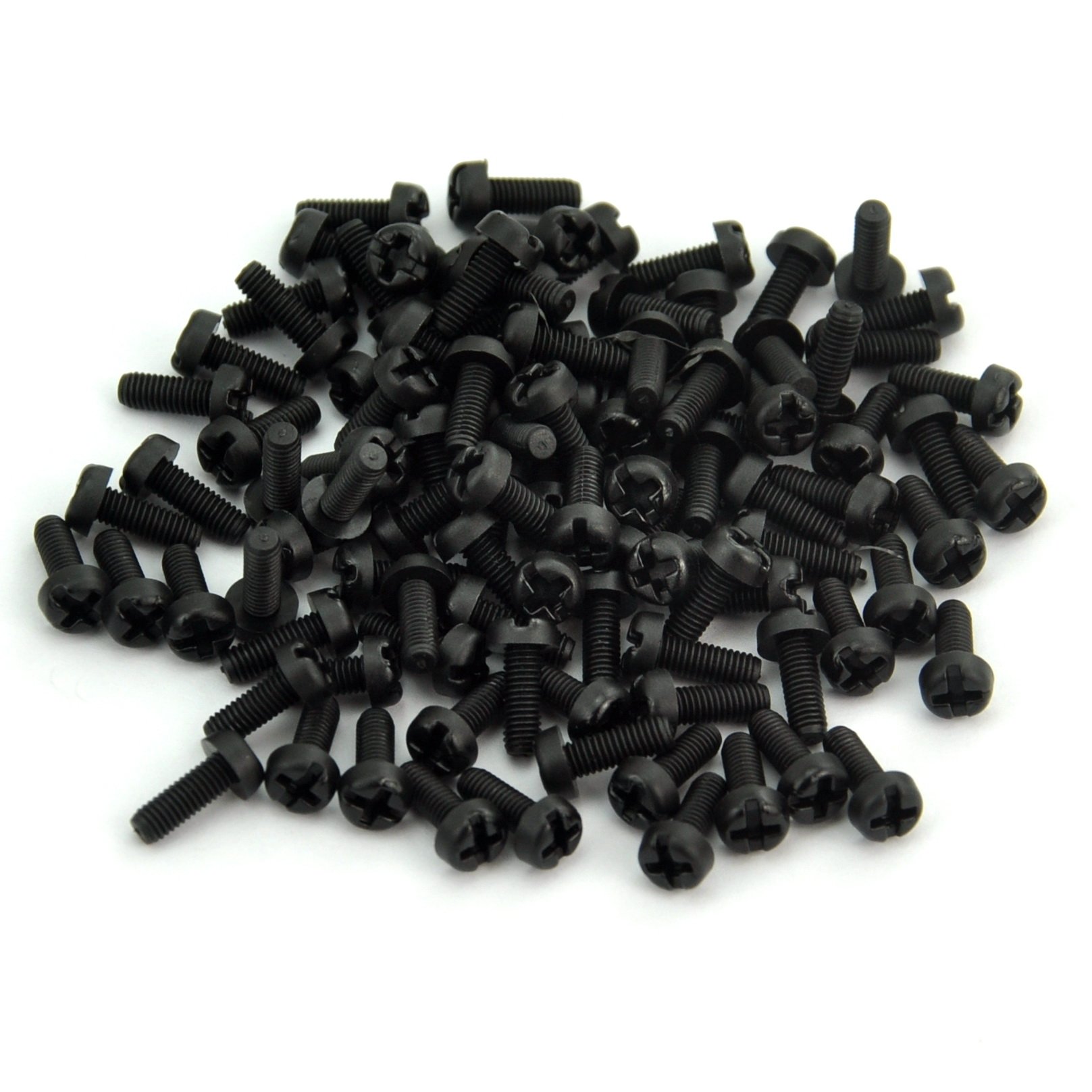 Electronics-Salon 100pcs M3 x 8mm Nylon Machine Screw, Black, Combination Phillips-Slotted Drive, Pan Head, Metric