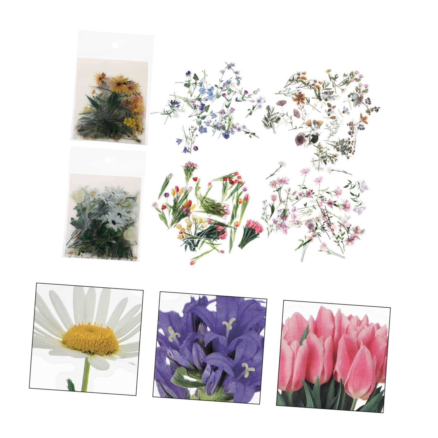 STOBOK 720pezzi Adesivi Floreali Per Scrapbook Decorativi e Autoadesivi Vari e Forme Per Diari e Album Facili Da Rimuovere e Riutilizzare
