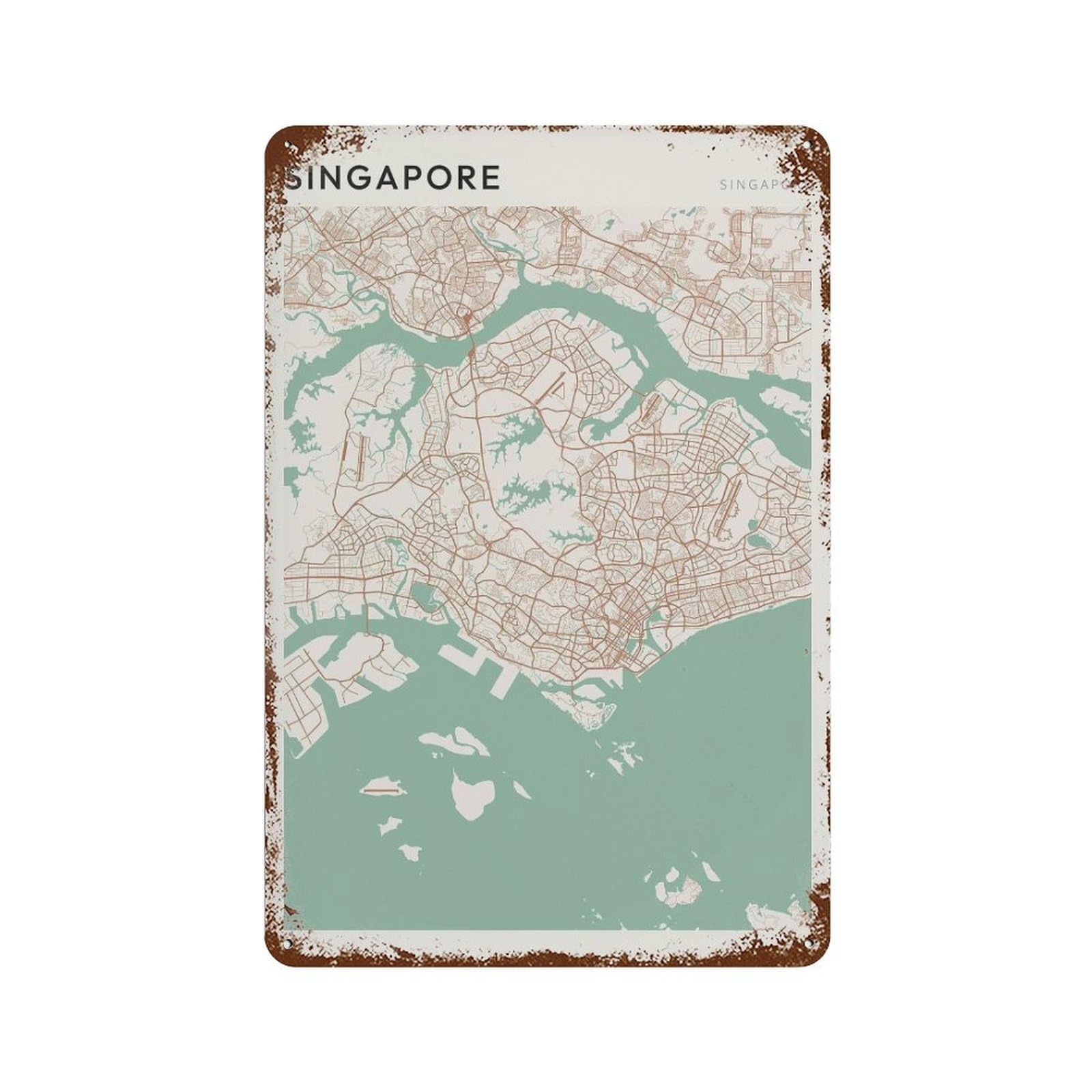 xiaoxiaoshen Singapore Map City Travel Decor Farmhouse Wall Decor Art Metal Tin Poster Modern Home Decor Art Home Bar Shop Decorations Vintage Sign 30x20cm