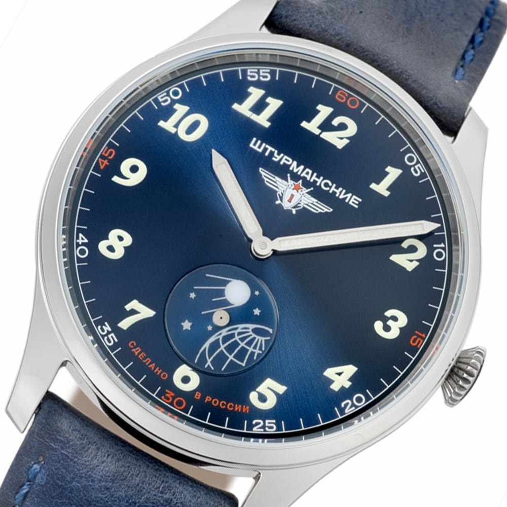 Sturmanskie Satellite Reloj para Hombre Analógico de Cuarzo con Brazalete de Piel de Vaca VD78/6811421