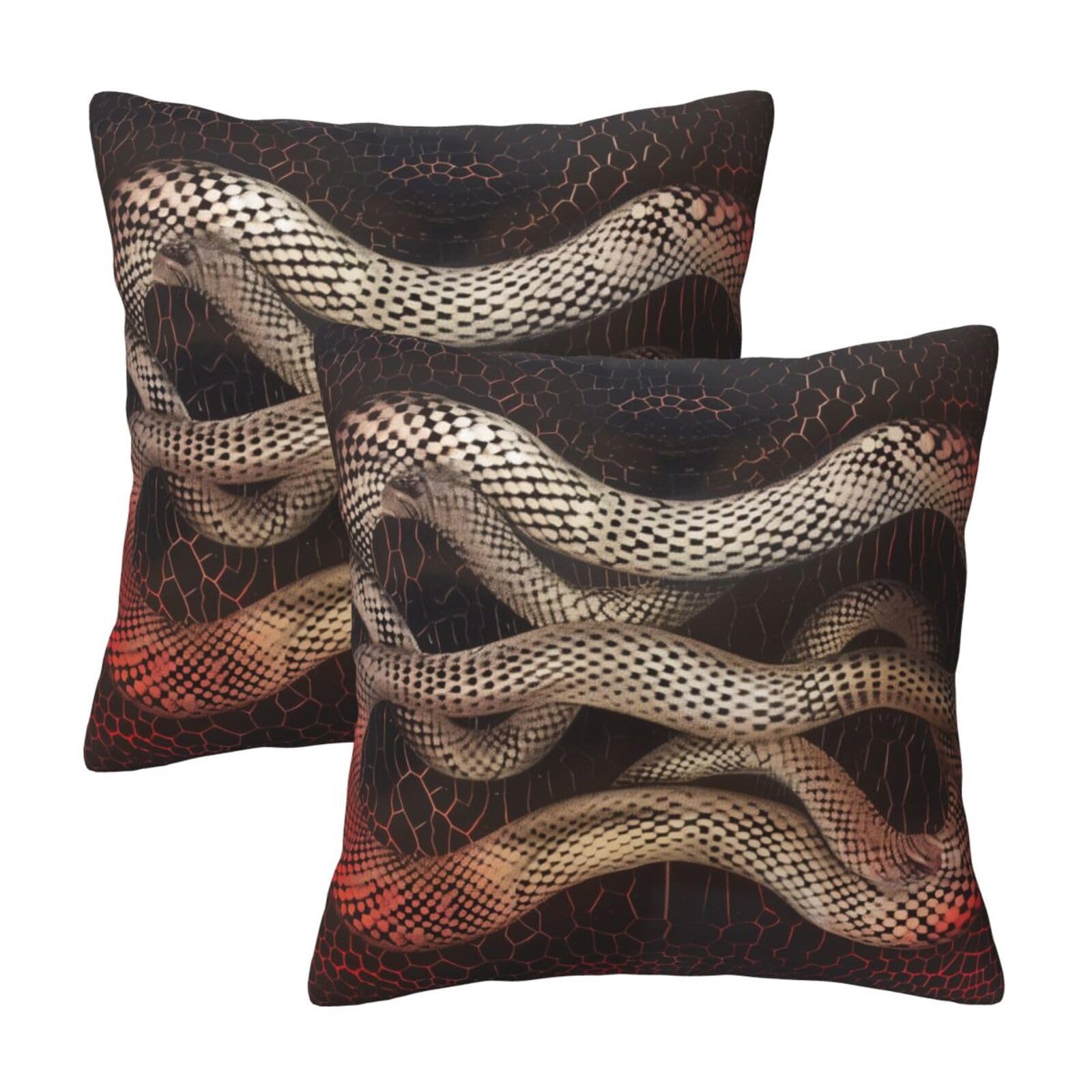 Serpentine Throw Pillow Cases 2 Pack Square Pillowcases Soft Pillow Protectors for Couch Livingroom Sofa Bed Office Car,30x30 CM