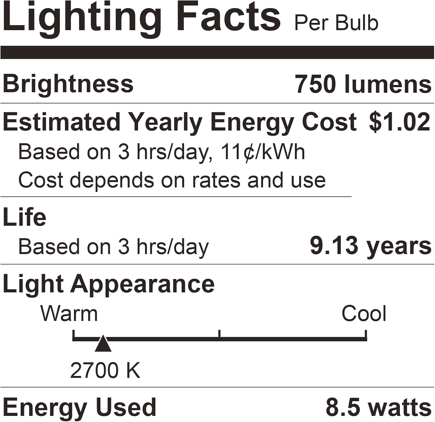 A19 LED Light Bulbs, 60W Equivalent Soft White 2700K, 750 Lumens Non-Dimmable LED Bulbs, Efficient 8.5W, 10000 Hours Long-Lasting E26 Base Standard Bulbs for Bedroom Living Room Kitchen, 4 Pack - Image 9