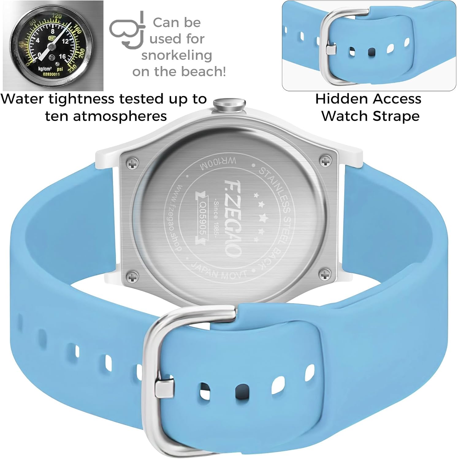 Nurse Watch for Nurse Professionals Medical Students Women, 100M Waterproof Watch for Swimming 24 Hour Military Time Easy to Read Dial with Silicone Band