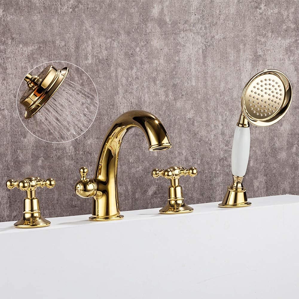 Mitigeur d'eau cascade doré assurant un jet fluide pour lavabo et baignoire